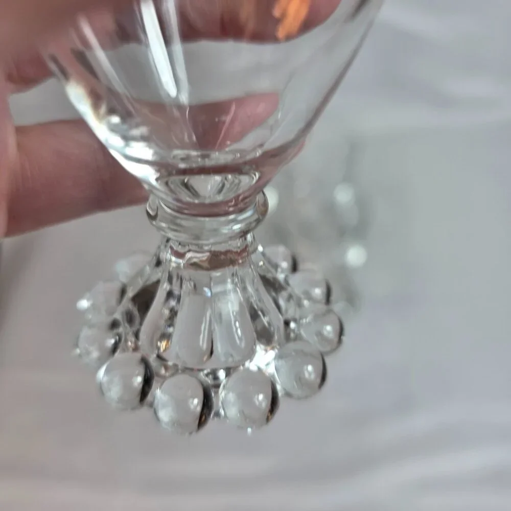 FOUR Anchor Hocking Berwick Boopie Clear Juice/Wine Glasses Ball Design on Base